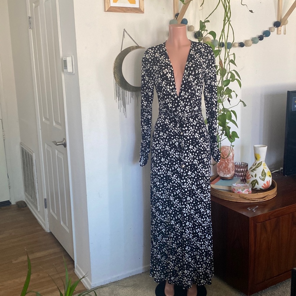 NWT Free People black white print stretchy Knit jumpsuit